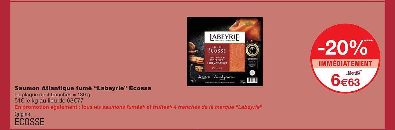 Saumon Atlantique fumé “Labeyrie” Écosse