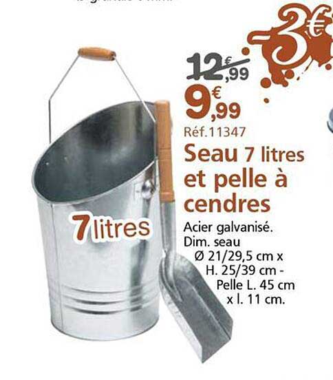 Seau 7 litres et pelle à cendres