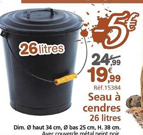 Seau à cendres 26 litres