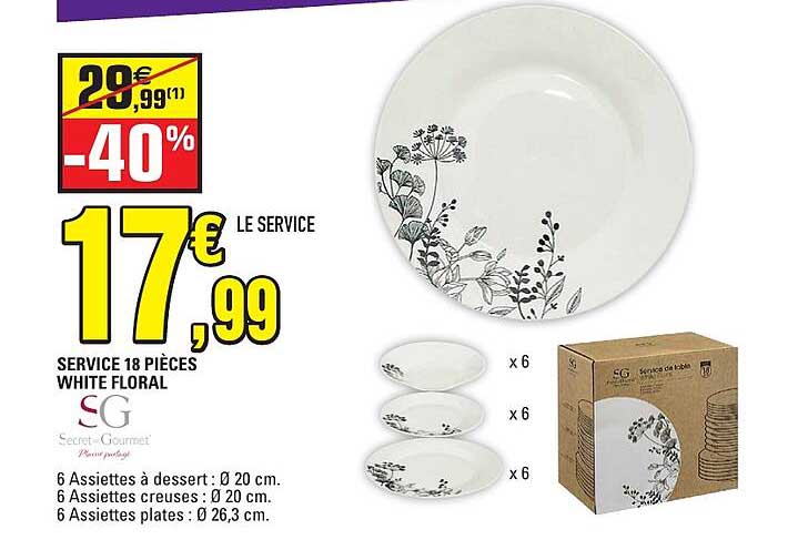 SERVICE 18 PIÈCES WHITE FLORAL