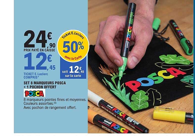 SET 8 MARQUEURS POSCA + 1 POCHON OFFERT