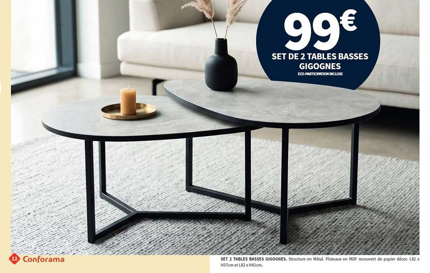 SET DE 2 TABLES BASSES GIGOGNES