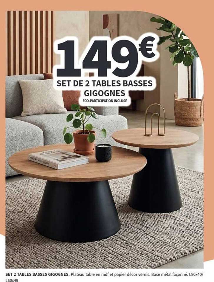 SET DE 2 TABLES BASSES GIGOGNES