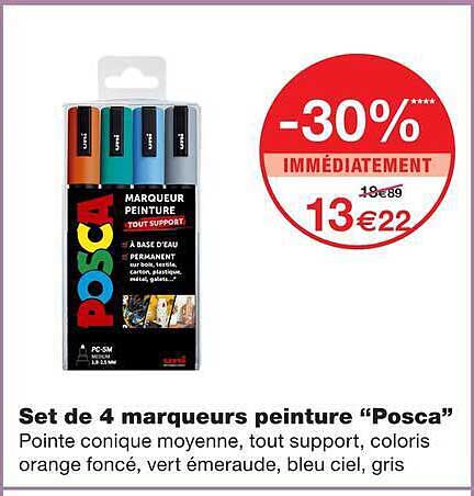 Set de 4 marqueurs peinture “Posca”