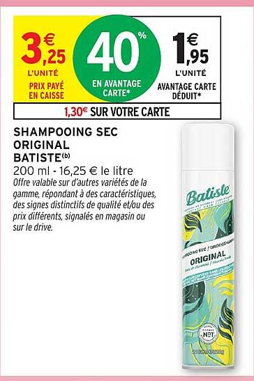 SHAMPOING SEC ORIGINAL BATISTE