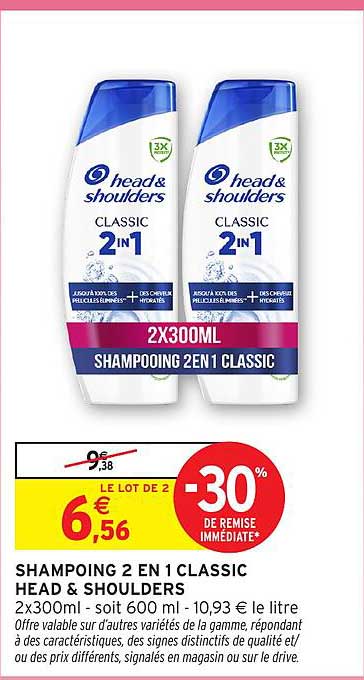 SHAMPOOING 2 EN 1 CLASSIC HEAD & SHOULDERS