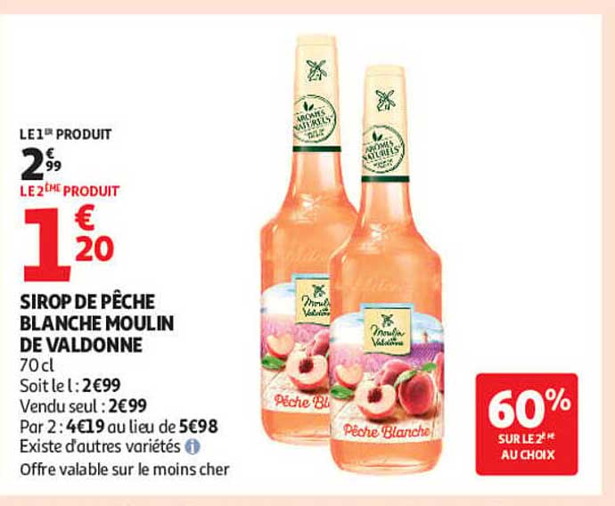 SIROP DE PÊCHE BLANCHE MOULIN DE VALDONNE