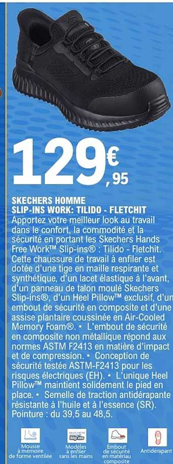 SKECHERS HOMME SLIP-INS WORK: TILIDO - FLETCHIT
