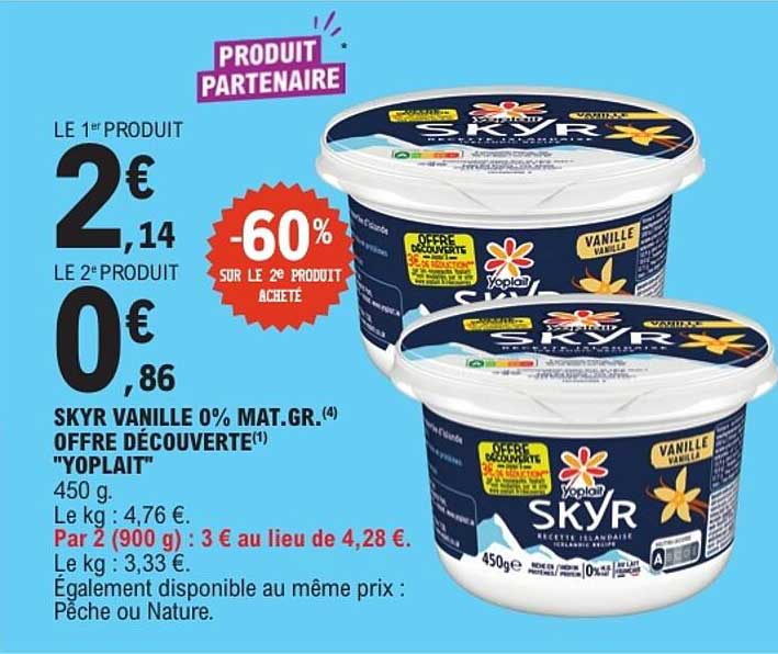 SKYR VANILLE 0% MAT.GR. OFFRE DÉCOUVERTE "YOPLAIT"