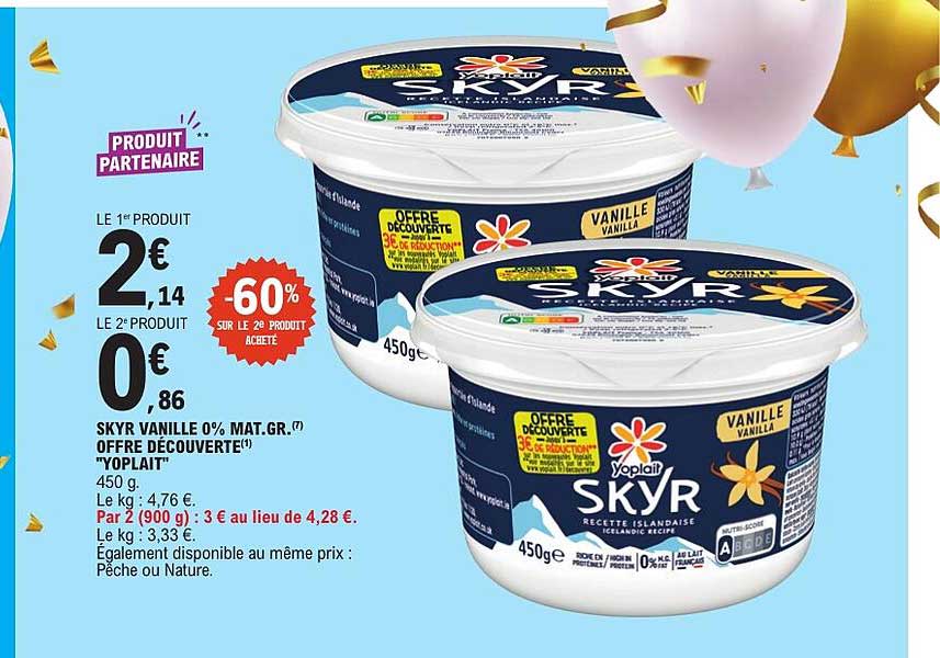 SKYR VANILLE 0% MAT.GR. OFFRE DÉCOUVERTE «YOPLAIT»