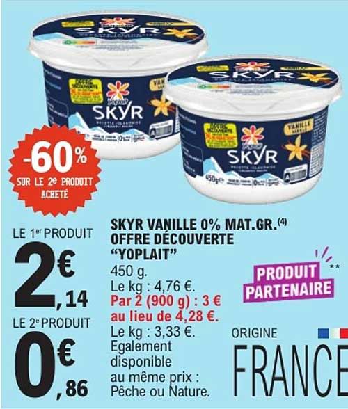 SKYR VANILLE 0% MAT.GR. OFFRE DÉCOUVERTE “YOPLAIT”