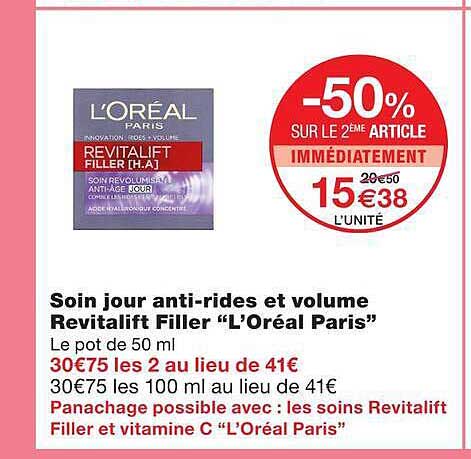 Soin jour anti-rides et volume Revitalift Filler “L’Oréal Paris”