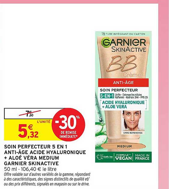 SOIN PERFECTEUR 5 EN 1 ANTI-ÂGE ACIDE HYALURONIQUE + ALOÉ VERA MEDIUM GARNIER SKINACTIVE