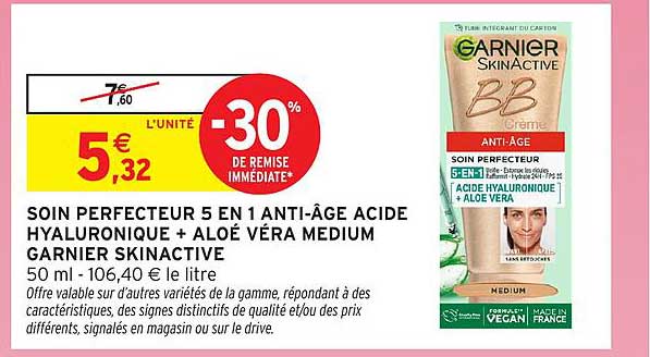 SOIN PERFECTEUR 5 EN 1 ANTI-ÂGE ACIDE HYALURONIQUE + ALOE VERA MEDIUM GARNIER SKINACTIVE