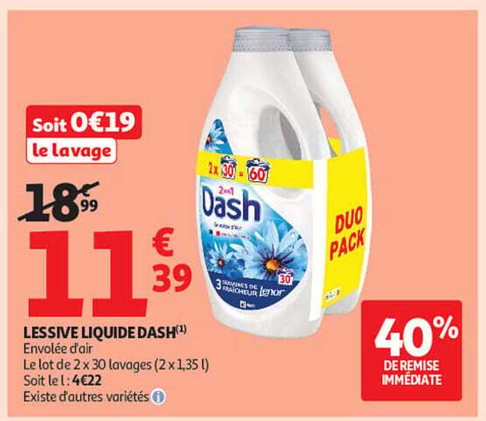 Soit 0€19 le lavage