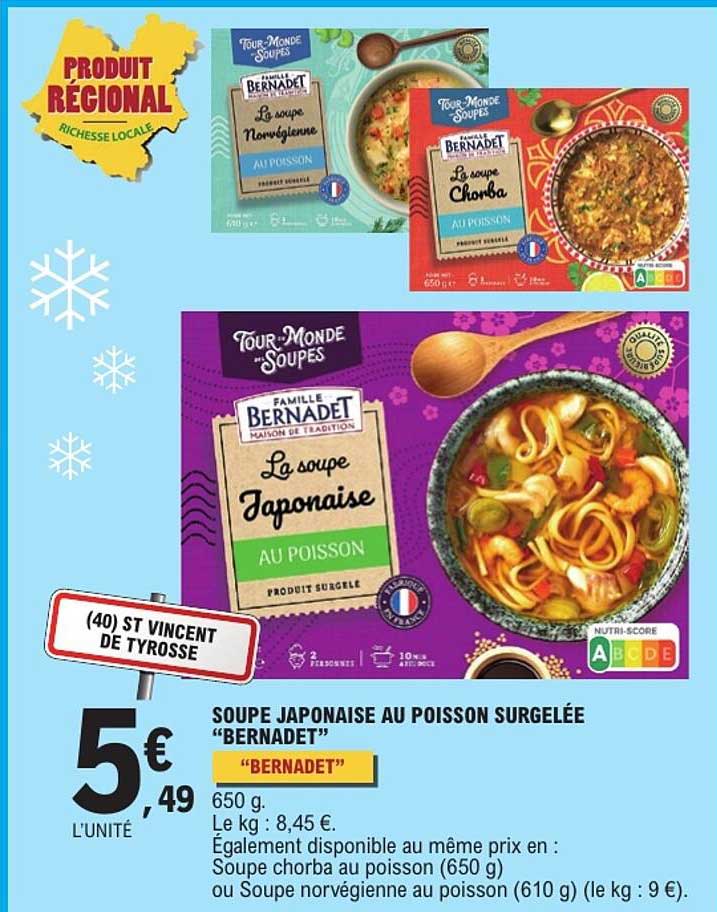 SOUPE JAPONAISE AU POISSON SURGELÉE “BERNADET”