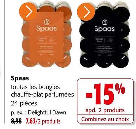Spaas toutes les bougies chauffe-plat parfumées 24 pièces p. ex. : Delightful Dawn