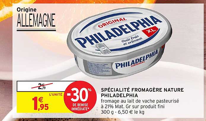 SPÉCIALITÉ FROMAGÈRE NATURE PHILADELPHIA