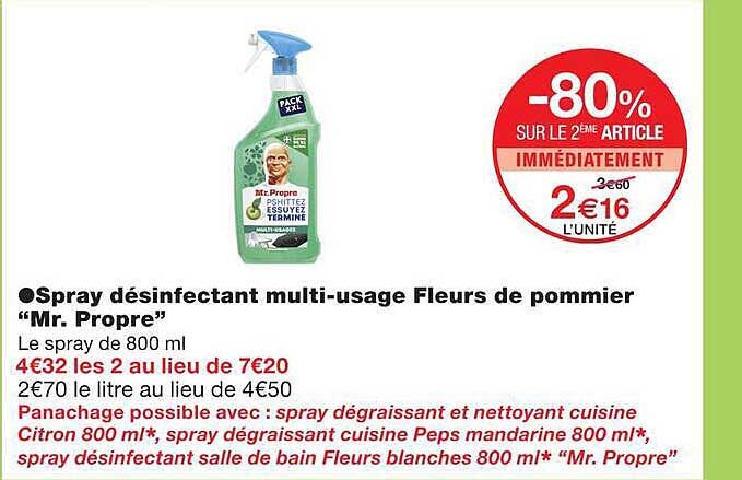 Spray désinfectant multi-usage Fleurs de pommier "Mr. Propre"