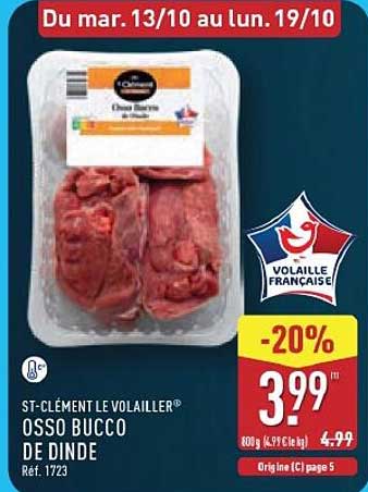 ST-CLÉMENT LE VOLAILLER® OSSO BUCCO DE DINDE Réf. 1723