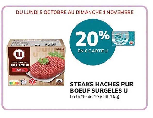 STEAKS HACHES PUR BOEUF SURGELES U