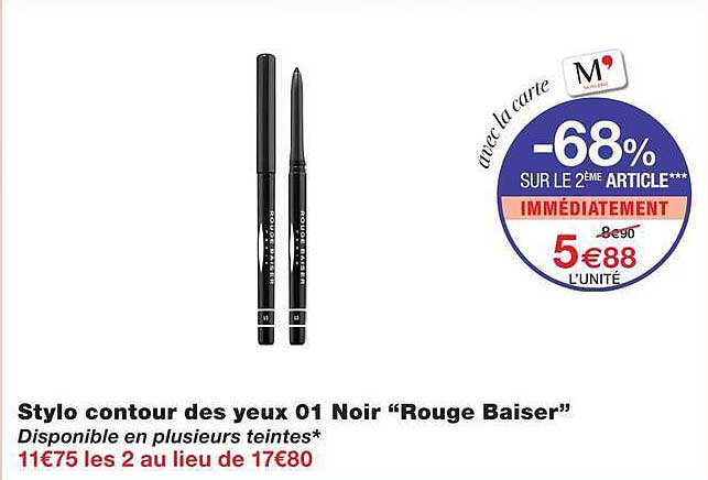 Stylo contour des yeux 01 Noir “Rouge Baiser”