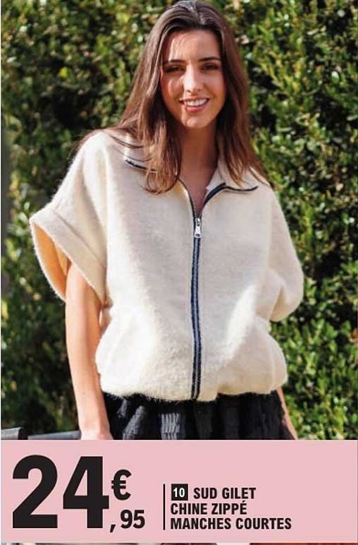 SUD GILET CHINE ZIPPÉ MANCHES COURTES