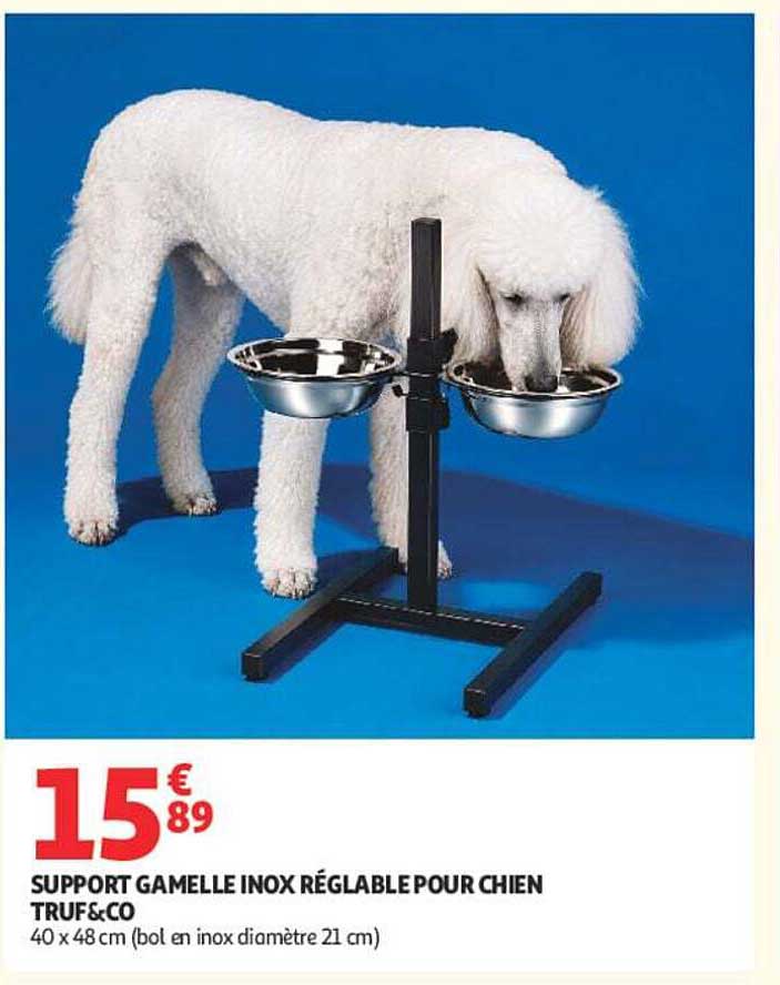 SUPPORT GAMELLE INOX RÉGLABLE POUR CHIEN TRUF&CO