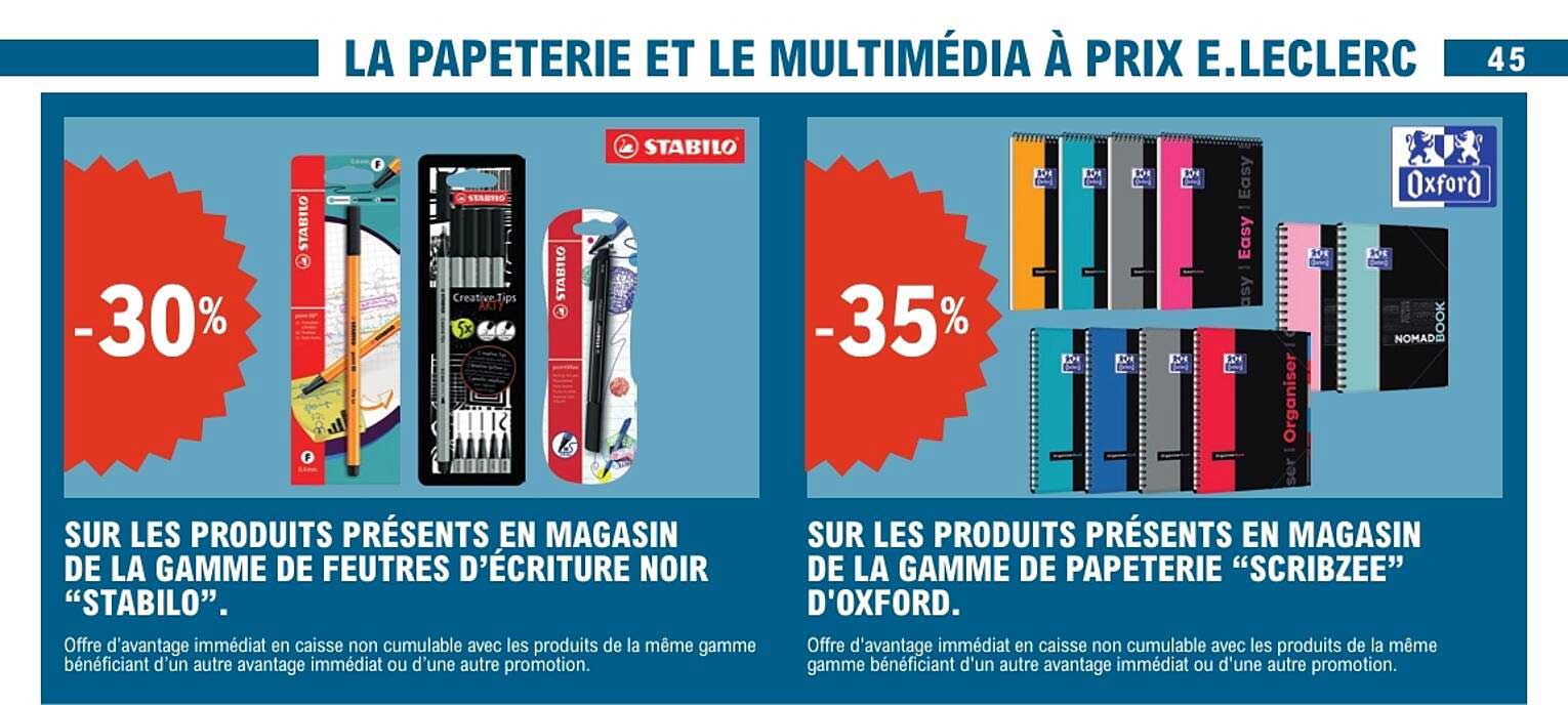 SUR LES PRODUITS PRÉSENTS EN MAGASIN DE LA GAMME DE FEUTRES D’ÉCRITURE NOIR “STABILO”.
