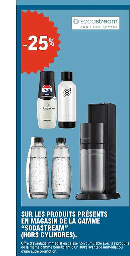 SUR LES PRODUITS PRÉSENTS EN MAGASIN DE LA GAMME “SODASTREAM” (HORS CYLINDRES).
