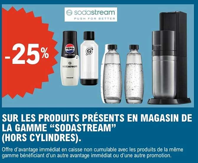 SUR LES PRODUITS PRÉSENTS EN MAGASIN DE LA GAMME “SODASTREAM” (HORS CYLINDRES).