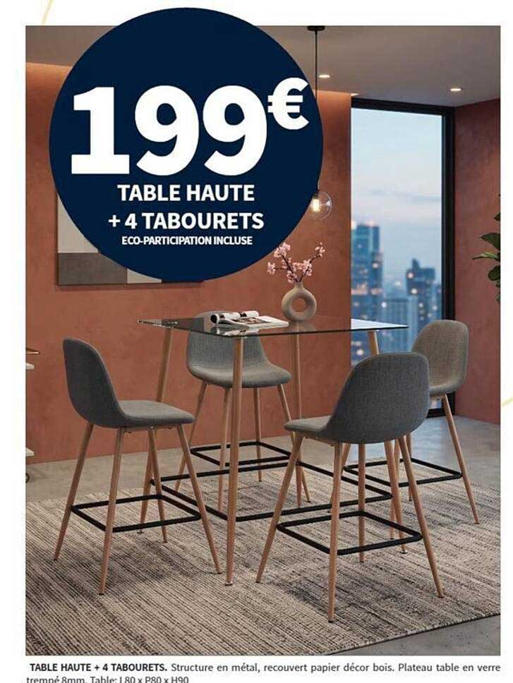 TABLE HAUTE + 4 TABOURETS