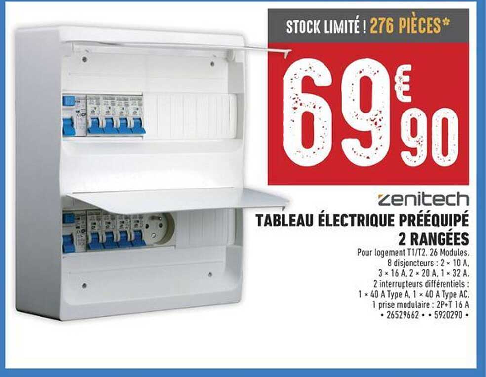 TABLEAU ÉLECTRIQUE PRÉÉQUIPÉ 2 RANGÉES