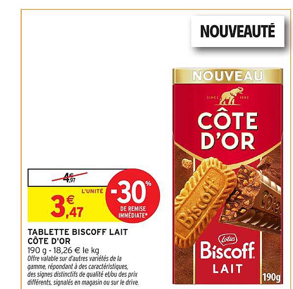 TABLETTE BISCOFF LAIT CÔTE D'OR