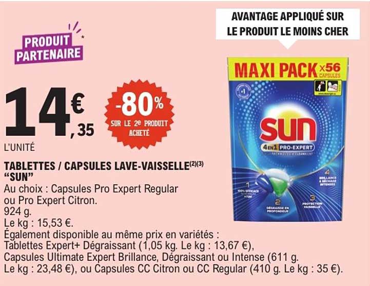 TABLETTES / CAPSULES LAVE-VAISSELLE "SUN"