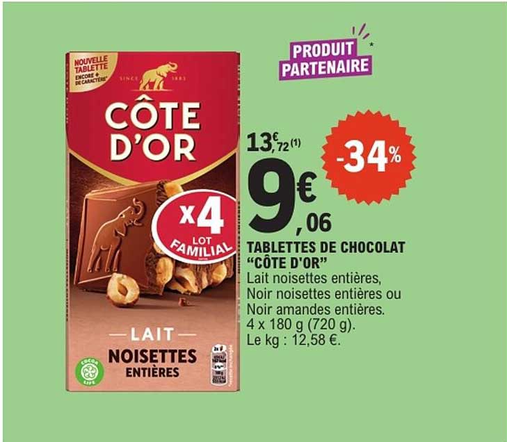 TABLETTES DE CHOCOLAT “CÔTE D’OR”