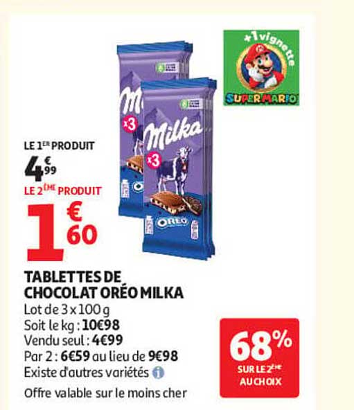 TABLETTES DE CHOCOLAT ORÉO MILKA