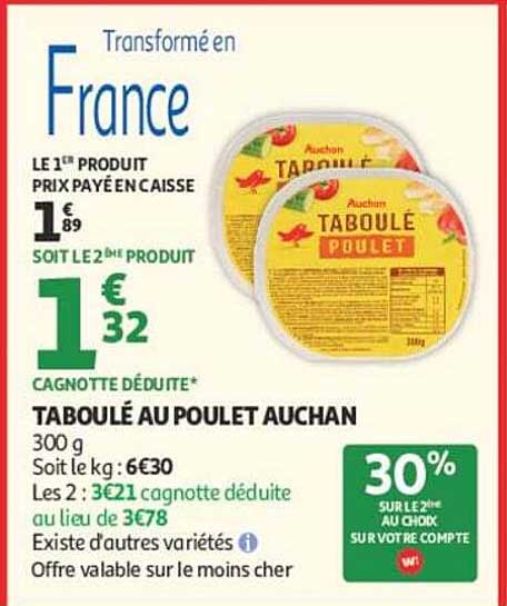 TABOULÉ AU POULET AUCHAN