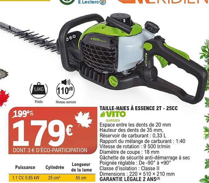 TAILLE-HAIES À ESSENCE 2T - 25CC VITO GARDEN