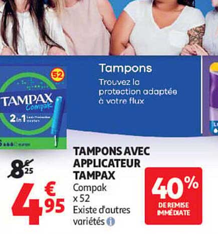 TAMPONS AVEC APPLICATEUR TAMPAX Compak x 52