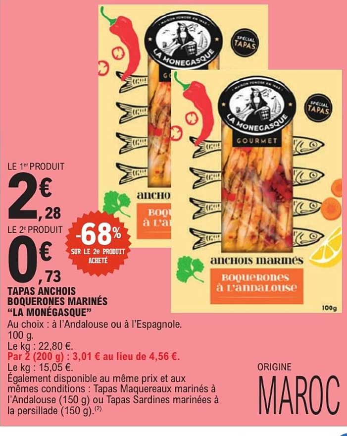 TAPAS ANCHOIS BOQUERONES MARINÉS "LA MONEGASQUE"
