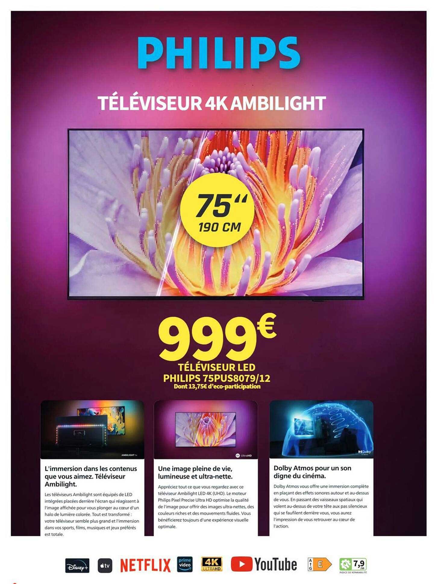TÉLÉVISEUR 4K AMBILIGHT