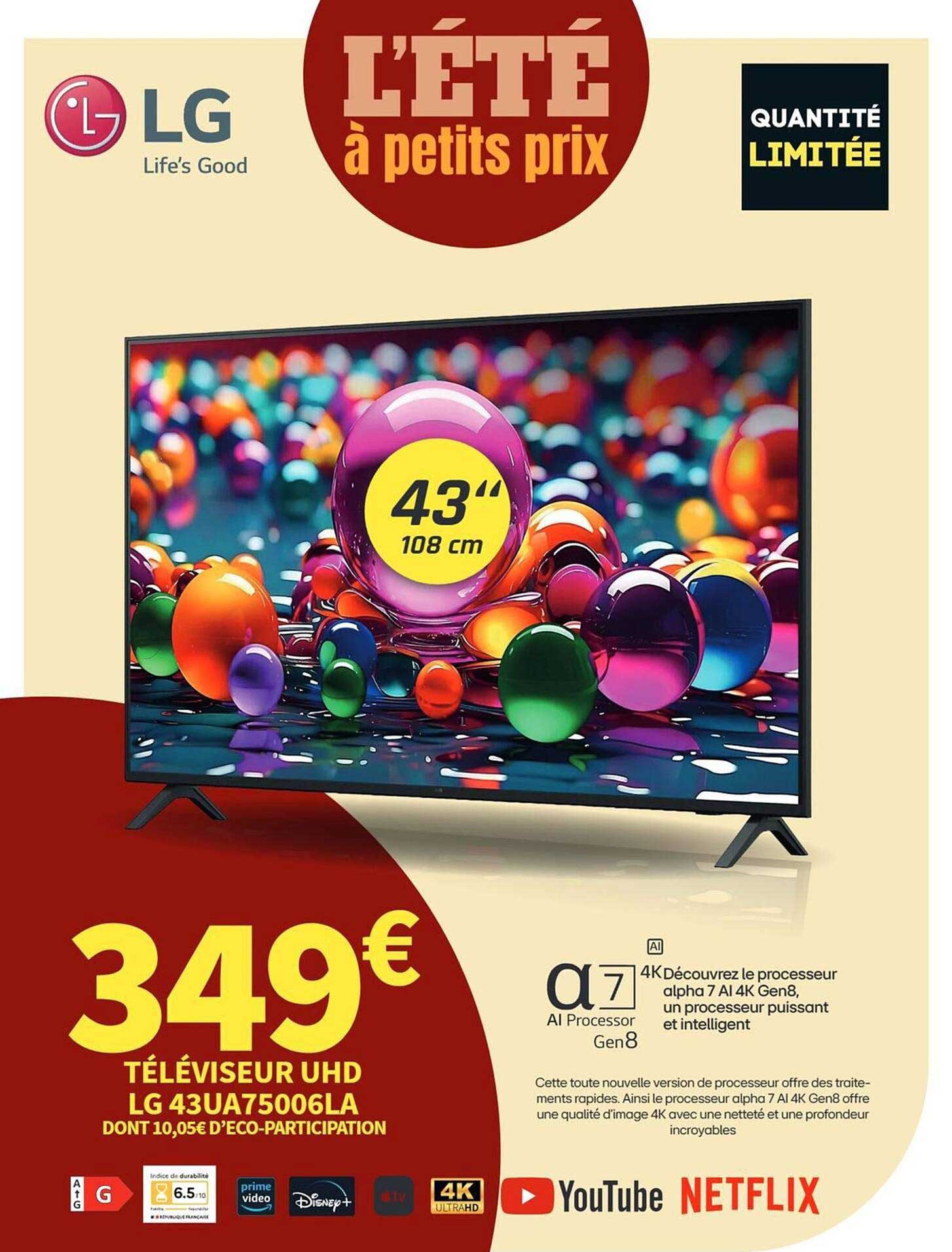 Téléviseur UHD LG 43UA75006LA