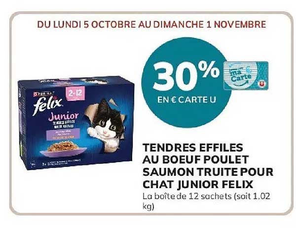 TENDRES EFFILÉS AU BOEUF POULET SAUMON TRUITE POUR CHAT JUNIOR FELIX