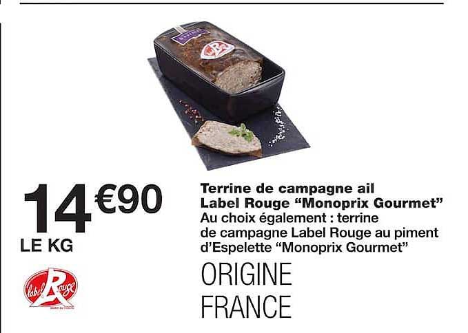 Terrine de campagne ail Label Rouge “Monoprix Gourmet”