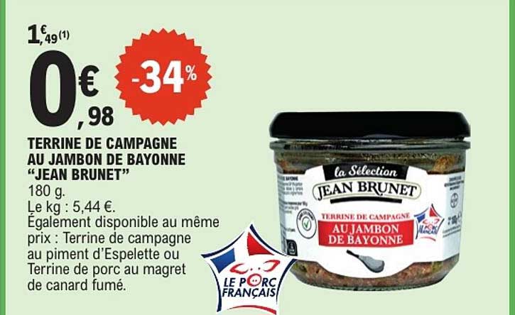 TERRINE DE CAMPAGNE AU JAMBON DE BAYONNE “JEAN BRUNET”