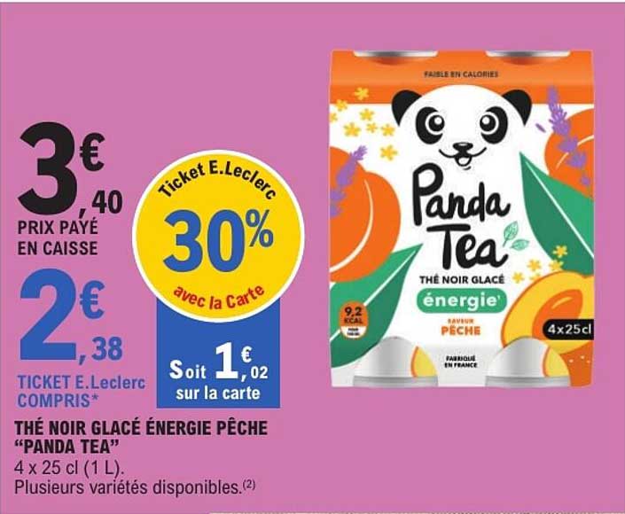 THÉ NOIR GLACÉ ÉNERGIE PÊCHE “PANDA TEA”