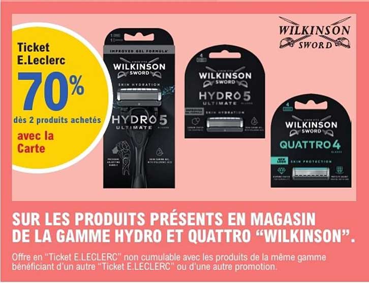 Ticket E.Leclerc 70% dès 2 produits achetés avec la Carte