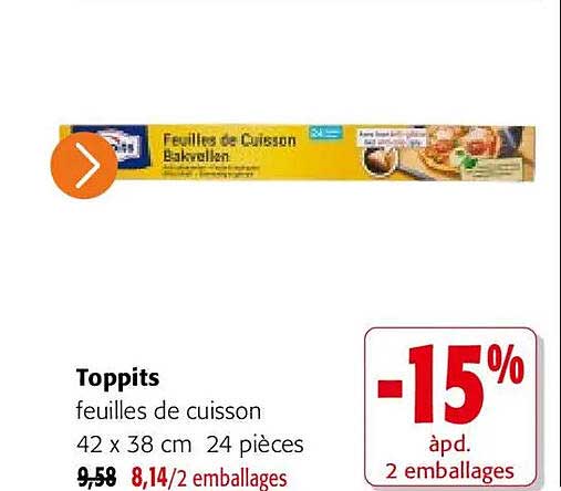 Toppits feuilles de cuisson 42 x 38 cm 24 pièces