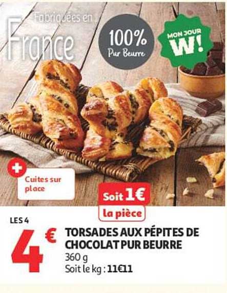 TORSADES AUX PÉPITES DE CHOCOLAT PUR BEURRE